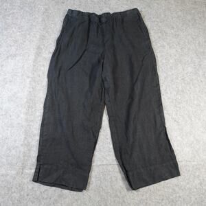 J. Jill Pants Womens Large Missy Linen Wide Leg Beachy Lagenlook Pull On Black